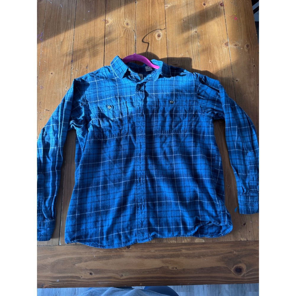 RED HEAD BRAND CO Mens Blue Plaid Flannel Long Sleeve Button Up Shirt Size L